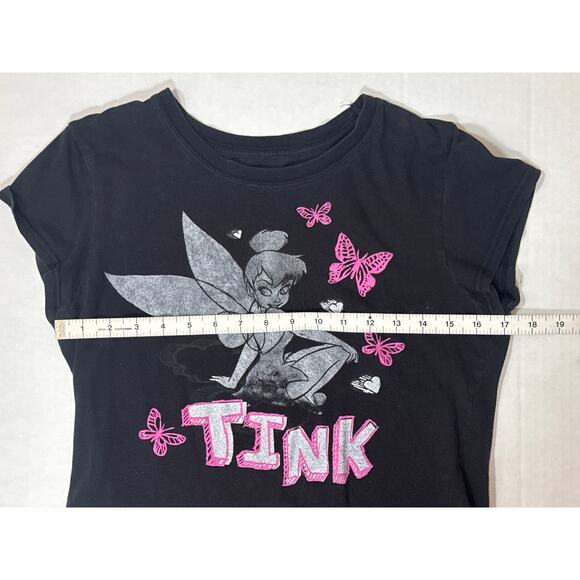 Disney Tink Tinkerbell Black Graphic Tee Juniors XL Womens Large Fitted Baby Tee - Picture 7 of 7